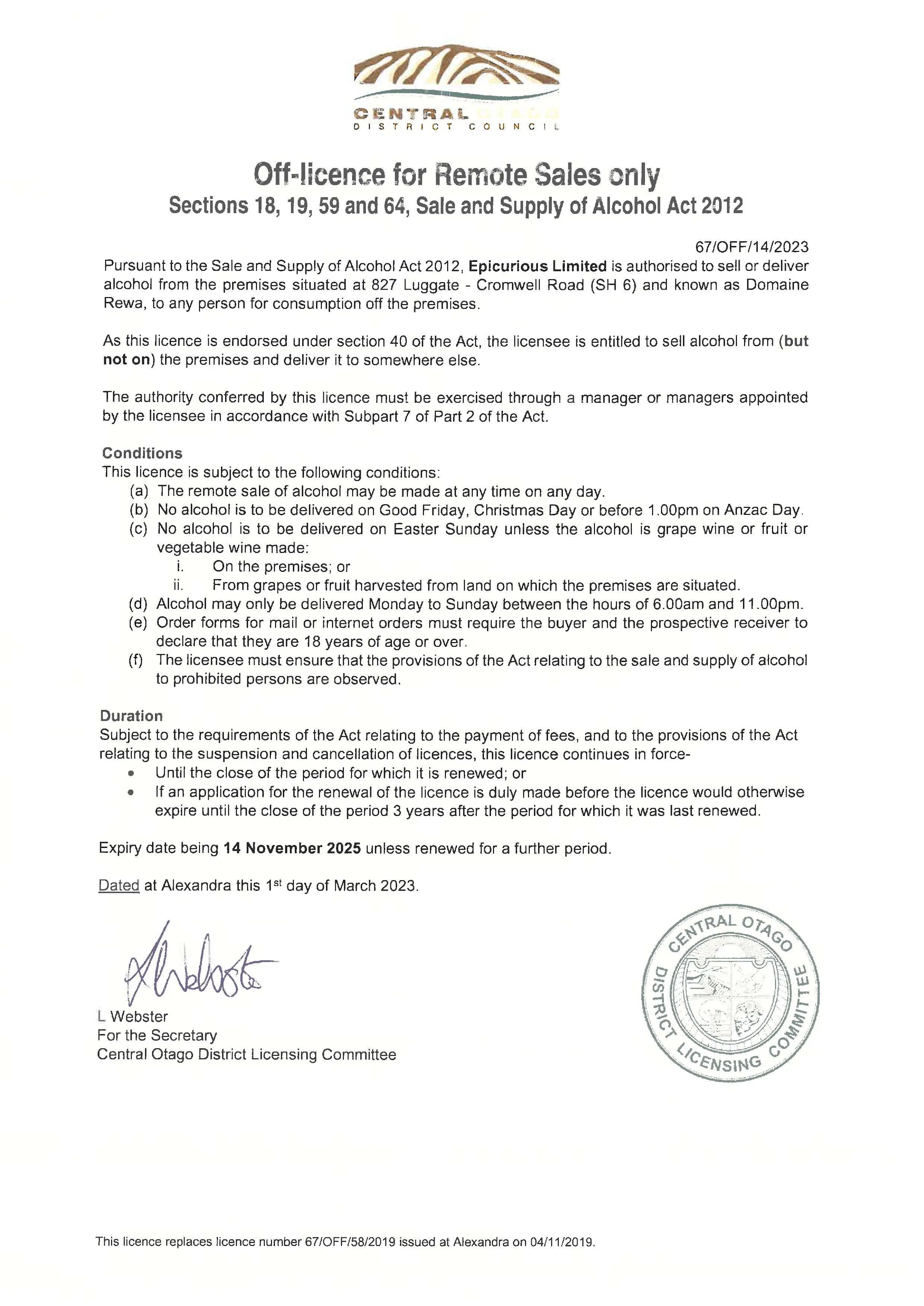Liquor license